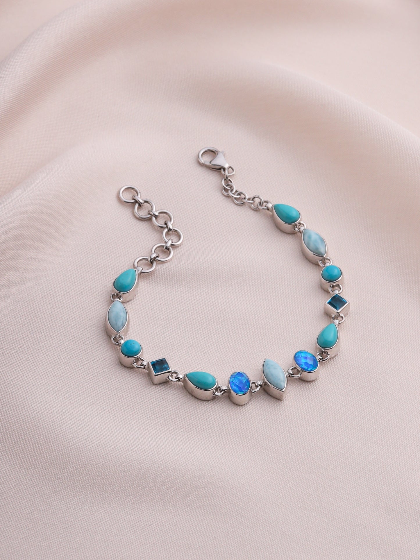 92.5% PURE SILVER AND SEMI PRECIOUS STONE COLLECTION NATURAL STONE BRACELET III