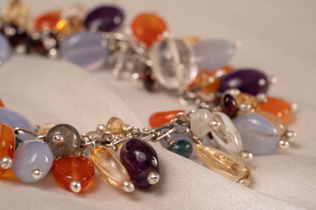 92.5% PURE SILVER AND SEMI PRECIOUS STONE COLLECTION NATURAL STONE BRACELET I