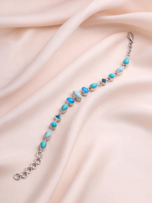 92.5% PURE SILVER AND SEMI PRECIOUS STONE COLLECTION NATURAL STONE BRACELET III