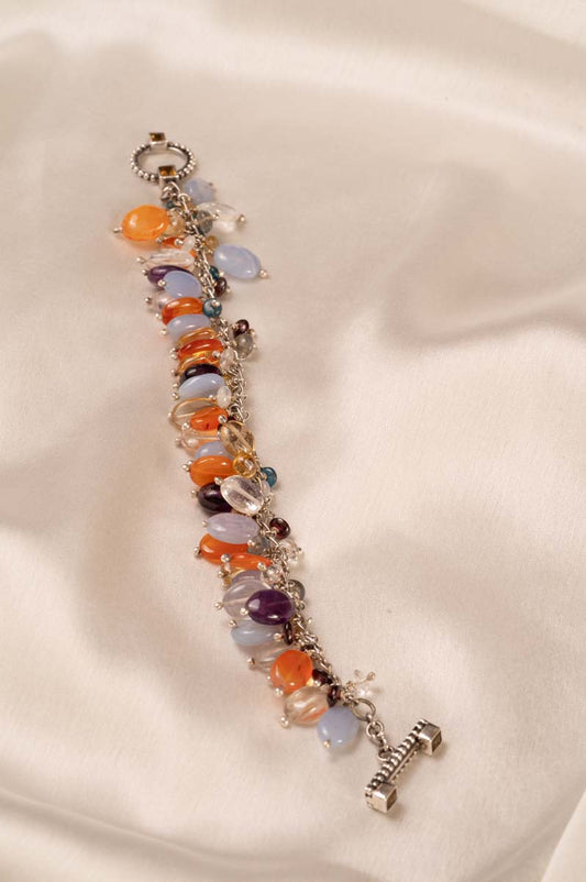 92.5% PURE SILVER AND SEMI PRECIOUS STONE COLLECTION NATURAL STONE BRACELET I